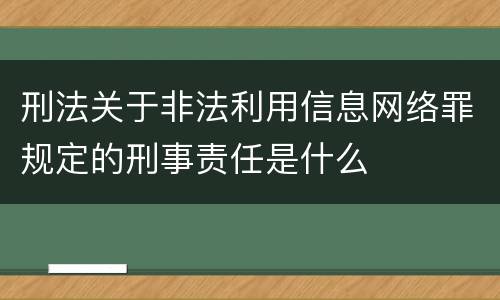 刑法关于非法利用信息网络罪规定的刑事责任是什么
