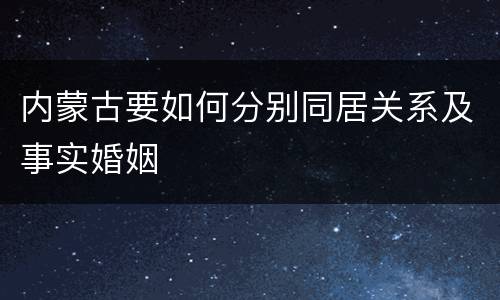 内蒙古要如何分别同居关系及事实婚姻