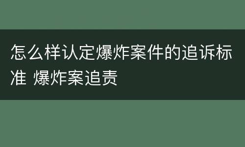 怎么样认定爆炸案件的追诉标准 爆炸案追责