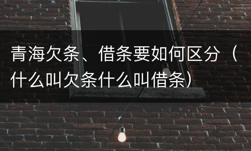 青海欠条、借条要如何区分（什么叫欠条什么叫借条）