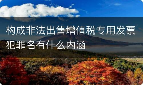 构成非法出售增值税专用发票犯罪名有什么内涵