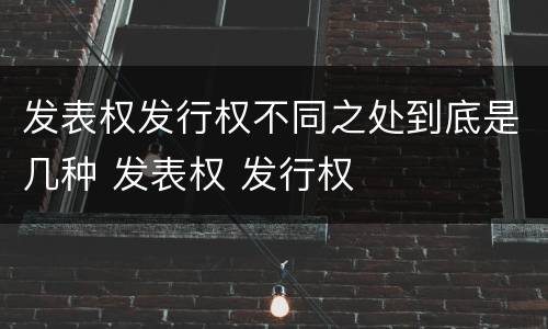 发表权发行权不同之处到底是几种 发表权 发行权