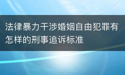 法律暴力干涉婚姻自由犯罪有怎样的刑事追诉标准