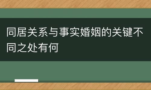 同居关系与事实婚姻的关键不同之处有何
