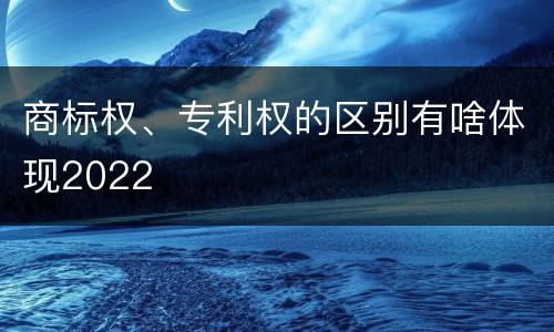 商标权、专利权的区别有啥体现2022