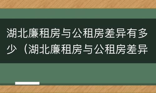 湖北廉租房与公租房差异有多少（湖北廉租房与公租房差异有多少套房）