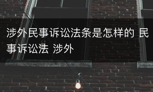 涉外民事诉讼法条是怎样的 民事诉讼法 涉外