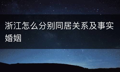 浙江怎么分别同居关系及事实婚姻