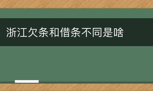 浙江欠条和借条不同是啥