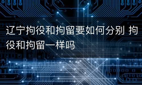 辽宁拘役和拘留要如何分别 拘役和拘留一样吗