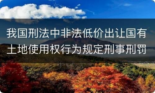 我国刑法中非法低价出让国有土地使用权行为规定刑事刑罚内容是什么