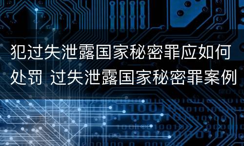 犯过失泄露国家秘密罪应如何处罚 过失泄露国家秘密罪案例