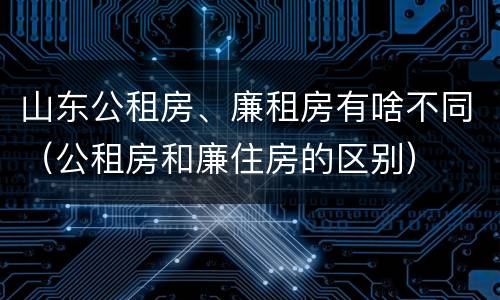 山东公租房、廉租房有啥不同（公租房和廉住房的区别）