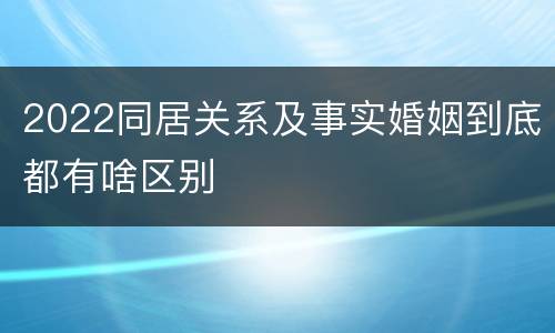 2022同居关系及事实婚姻到底都有啥区别