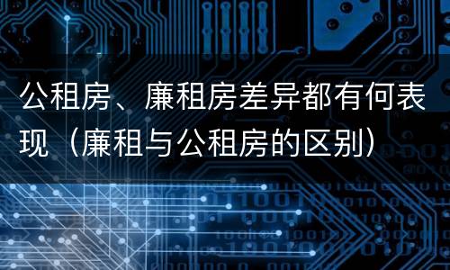 公租房、廉租房差异都有何表现（廉租与公租房的区别）