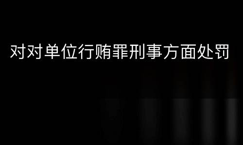 对对单位行贿罪刑事方面处罚