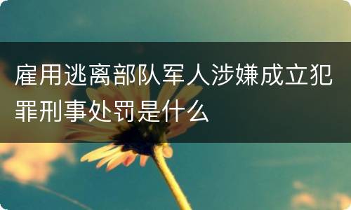 雇用逃离部队军人涉嫌成立犯罪刑事处罚是什么