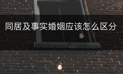 同居及事实婚姻应该怎么区分
