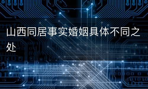 山西同居事实婚姻具体不同之处