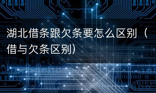 湖北借条跟欠条要怎么区别（借与欠条区别）