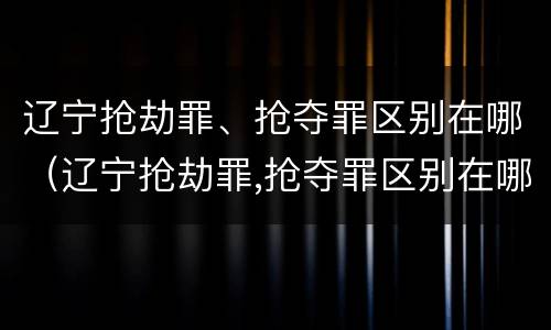 辽宁抢劫罪、抢夺罪区别在哪（辽宁抢劫罪,抢夺罪区别在哪里）