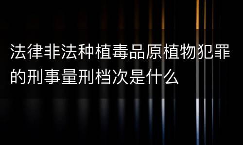 法律非法种植毒品原植物犯罪的刑事量刑档次是什么