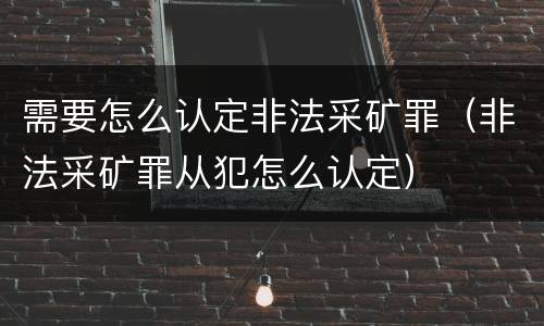 需要怎么认定非法采矿罪（非法采矿罪从犯怎么认定）