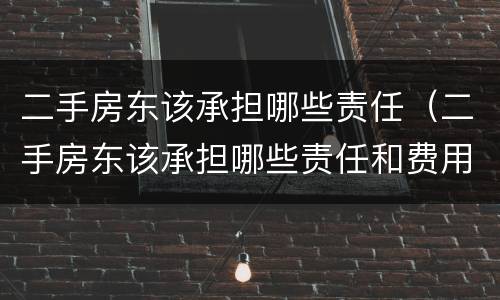 二手房东该承担哪些责任（二手房东该承担哪些责任和费用）