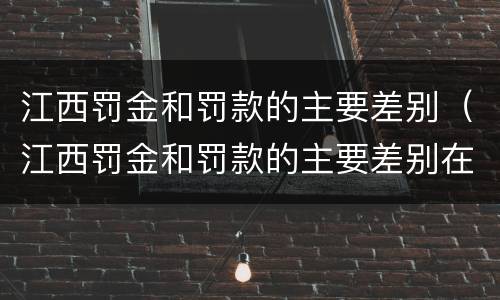 江西罚金和罚款的主要差别（江西罚金和罚款的主要差别在哪）
