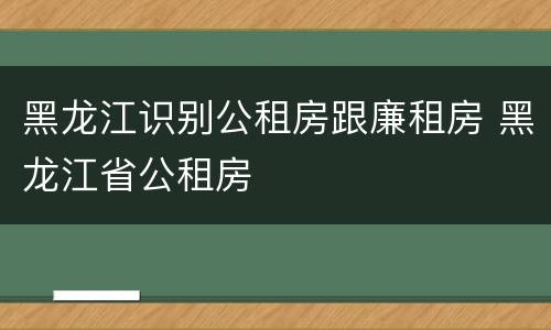 黑龙江识别公租房跟廉租房 黑龙江省公租房
