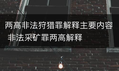 两高非法狩猎罪解释主要内容 非法采矿罪两高解释