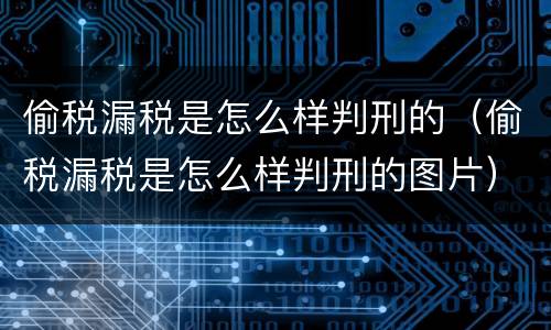 偷税漏税是怎么样判刑的（偷税漏税是怎么样判刑的图片）