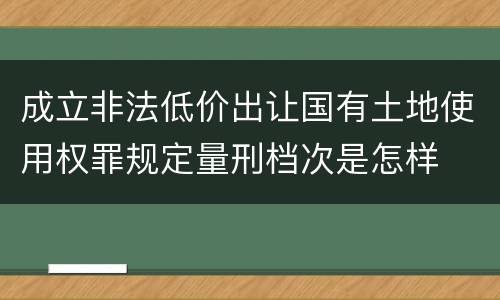 成立非法低价出让国有土地使用权罪规定量刑档次是怎样