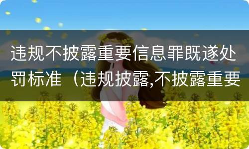 违规不披露重要信息罪既遂处罚标准（违规披露,不披露重要信息罪量刑）