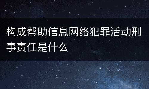 构成帮助信息网络犯罪活动刑事责任是什么