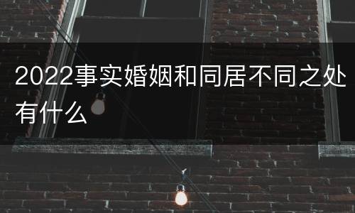 2022事实婚姻和同居不同之处有什么