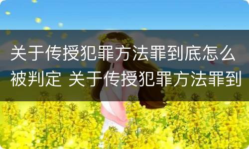 关于传授犯罪方法罪到底怎么被判定 关于传授犯罪方法罪到底怎么被判定的