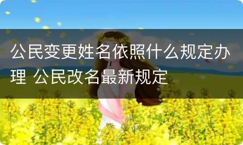公民变更姓名依照什么规定办理 公民改名最新规定