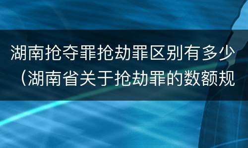 湖南抢夺罪抢劫罪区别有多少（湖南省关于抢劫罪的数额规定）