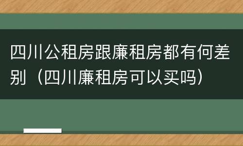 四川公租房跟廉租房都有何差别（四川廉租房可以买吗）