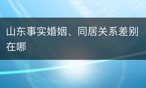 山东事实婚姻、同居关系差别在哪