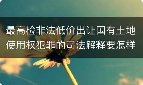 最高检非法低价出让国有土地使用权犯罪的司法解释要怎样规定
