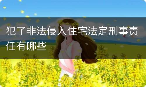 犯了非法侵入住宅法定刑事责任有哪些