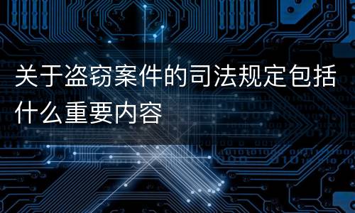 关于盗窃案件的司法规定包括什么重要内容
