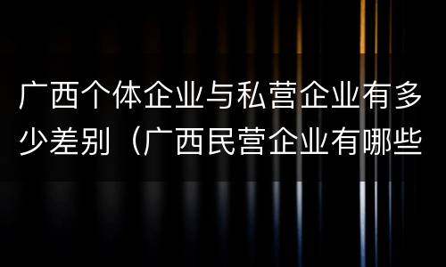 广西个体企业与私营企业有多少差别（广西民营企业有哪些）