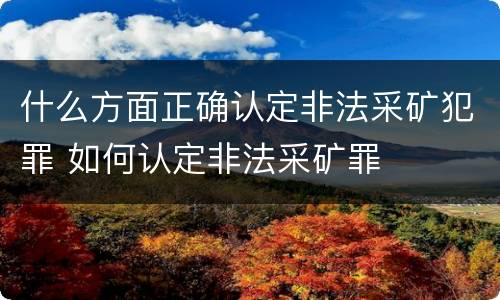 什么方面正确认定非法采矿犯罪 如何认定非法采矿罪