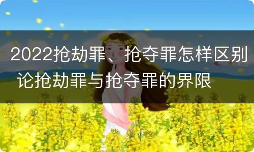 2022抢劫罪、抢夺罪怎样区别 论抢劫罪与抢夺罪的界限