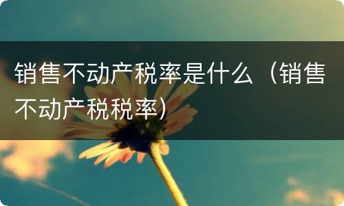 销售不动产税率是什么（销售不动产税税率）