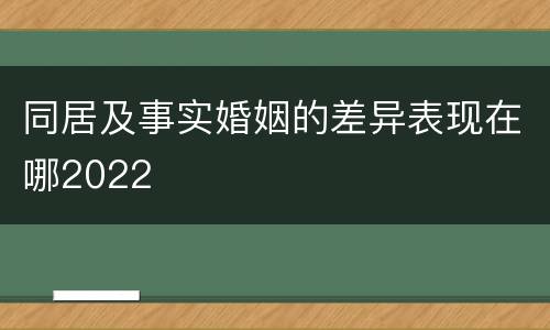 同居及事实婚姻的差异表现在哪2022
