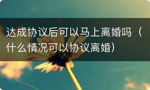 达成协议后可以马上离婚吗（什么情况可以协议离婚）